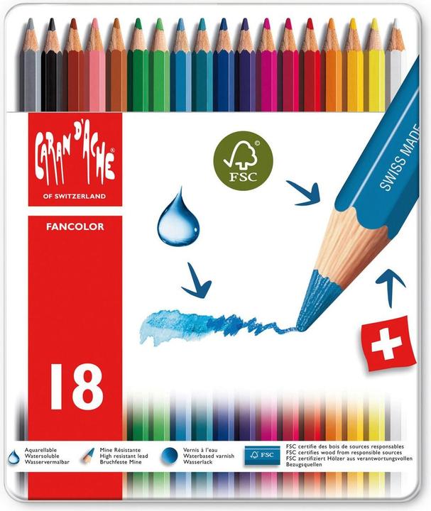 Produktbild Caran d'Ache Fancolor Farbstifte Metallschachtel (Mehrfarbig, 18 x)