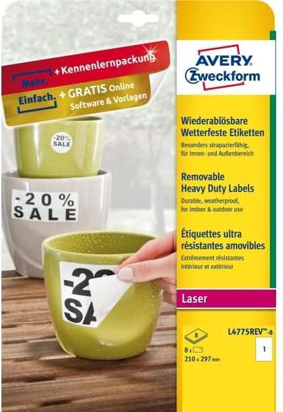 Actual product image Avery Weatherproof, removable labels