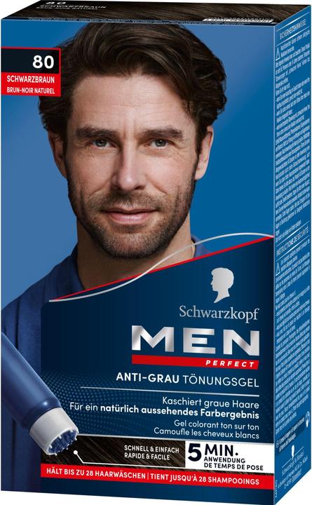 Schwarzkopf Men Perfect Anti-Grau Tönungs-Gel (80 Natur Schwarzbraun)