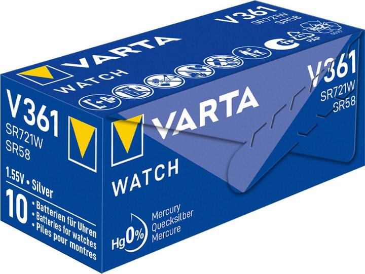 Produktbild Varta Knopfzelle V361, 1.55V, 1 Stk (10 Stk., SR58, 18 mAh)