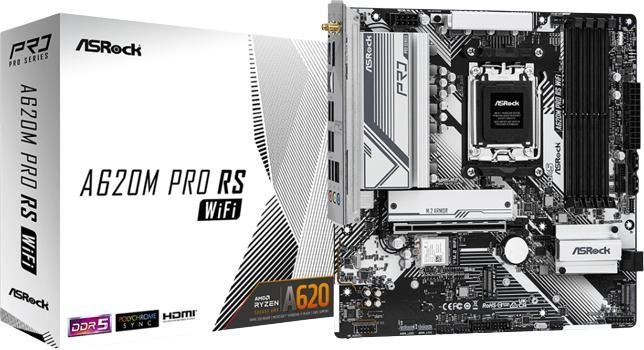 Image du produit AsRock MB AMD AM5 A620M PRO RS WiFi (AM5, AMD A620, mATX)