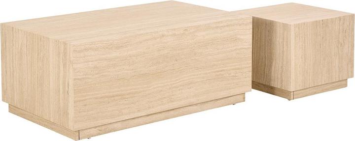 Actual product image AC Design Dice Couchtisch Travertin-Rohpapier (100 x 60 x 42 cm)