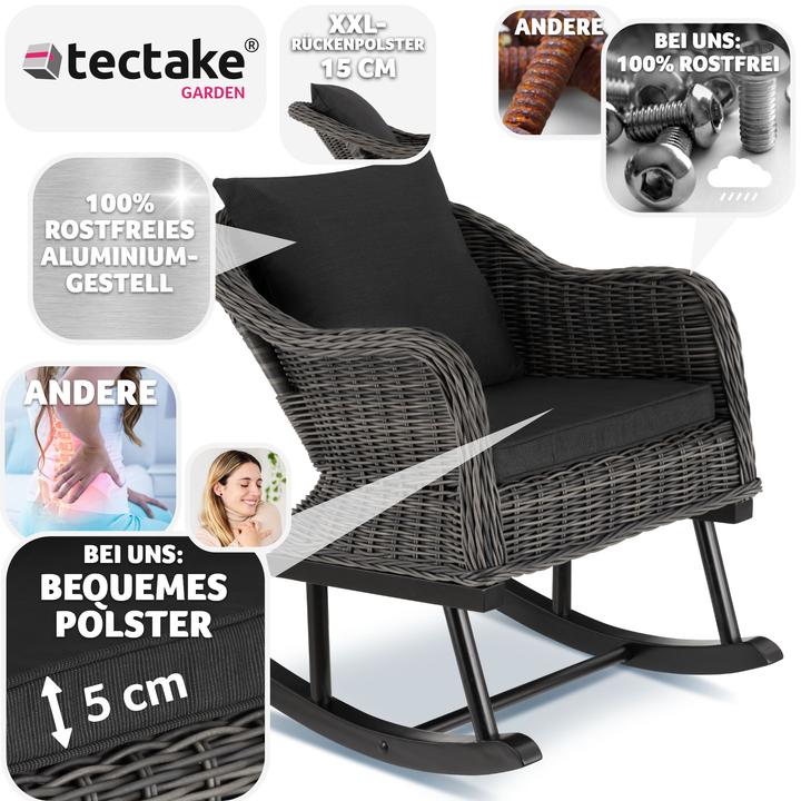 Actual product image tectake Rattan Rocking Chair Rovigo 150kg