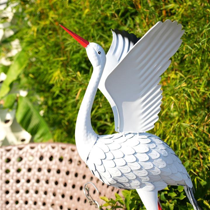 Image du produit Hermex Grue en métal Décoration de jardin Figure de jardin Sculpture de jardin