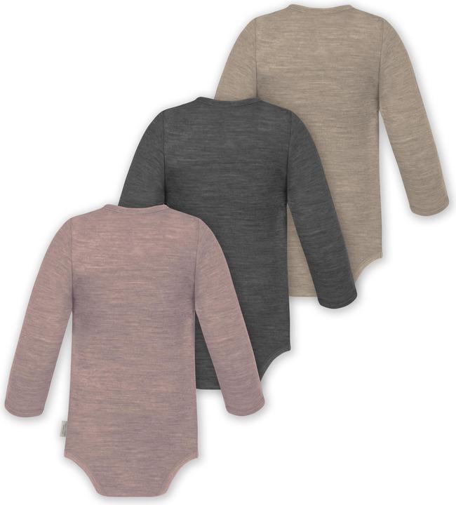 Actual product image Normani 3-pack baby merino bodysuit long sleeve "Auckland" - 9375 (56)