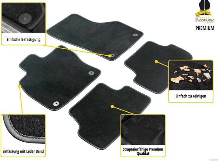 Image du produit Walser Tapis de sol Premium pour Hyundai i40 BJ 03/2012 - aujourd'hui, i40 CW BJ 08/2011 - aujourd'hui (2 tapis avant + 2 tapis arrière)
