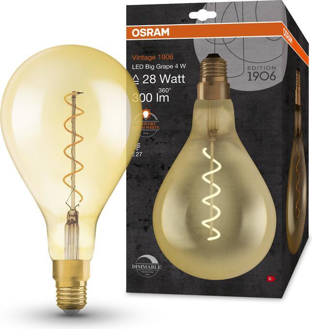 Produktbild Osram Vintage 1906 Led Big Special Shapes (E27, 5 W, 300 lm, 4 x, G)
