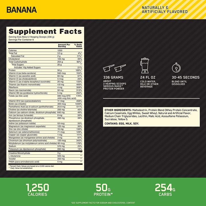Immagine prodotto Optimum Nutrition Massa seria (Bevanda sportiva in polvere, Vaniglia, 1 pz., 2727 g)