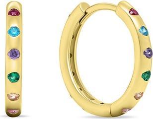 Brilio Silver - Sparkling hoop earrings with zircons EA686YRBW