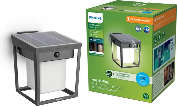 Actual product image Philips Lighting Blaise 929004631501 Solar-Aussenwandleuchte 1.5 W Warmweiss Ant (250 lm, IP44)