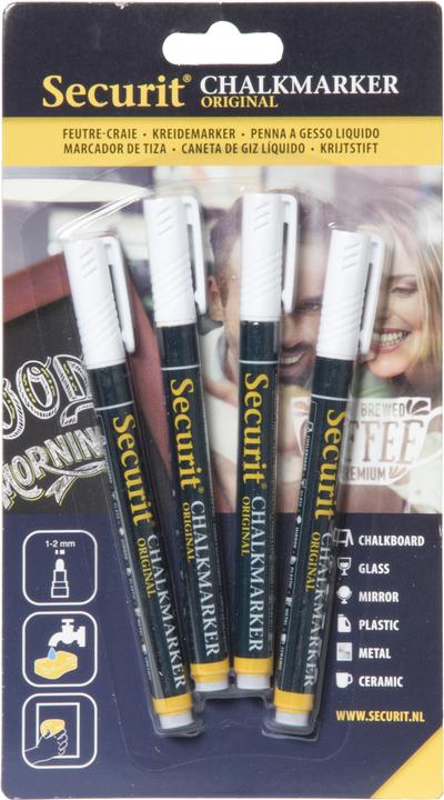 Securit Chalk Marker (Blanc, 1 mm, 4 x)