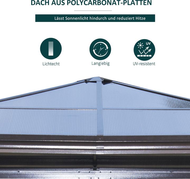 Image du produit Outsunny Pavillon de luxe avec toit translucide (300 cm, 300 cm)