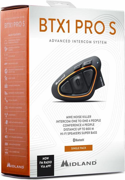 Immagine prodotto Albrecht Midland BTX1 Pro S Cuffia BT per caschi da moto, dispositivo singolo (Set di 1)