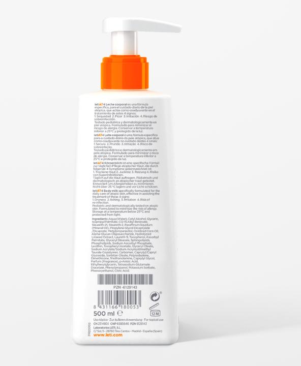 Produktbild Leti LETIAT4 Atopic Skin Körpermilch bei Neurodermitis, 500 ml Creme (Körpermilch, 500 ml)