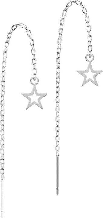 Produktbild Star Piercing Ohrstecker silber freifallende Kette Stern (Chirurgenstahl 316L, ohne Messing)