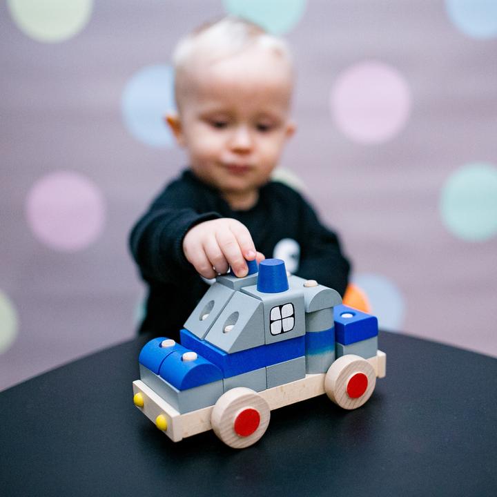Actual product image Holzecke Police cars made from wooden blocks