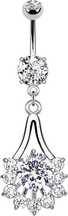 Immagine prodotto Star Piercing Banane silber mit Anhänger Tribal Tropfen mit Kristall (Ottone, Acciaio chirurgico 316L)