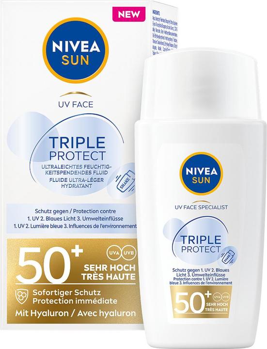 Immagine prodotto NIVEA Sole UV Viso Tripla Protezione FPS50+ (Crema solare viso, SPF 50, 40 ml, 62 g)