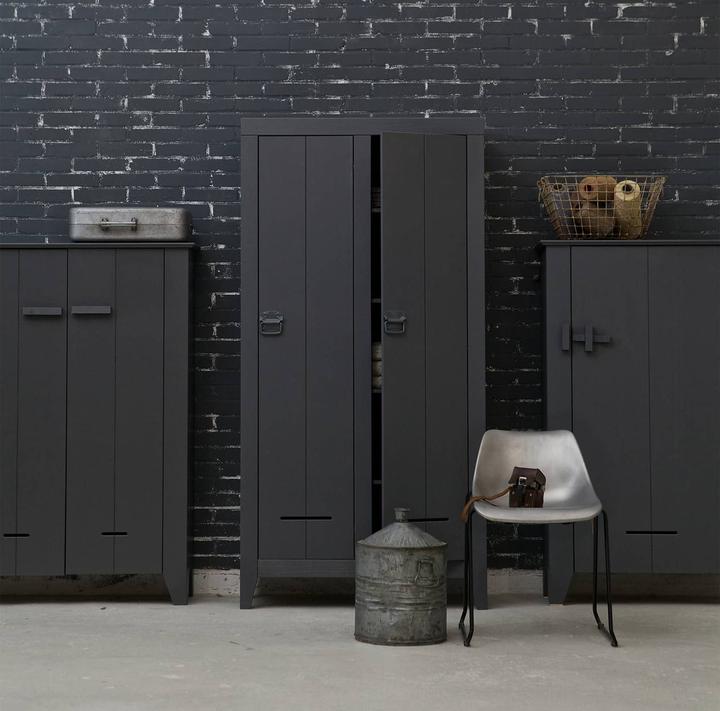 Productafbeelding Woood Kledingkast Kluis 2 deuren grenen staalgrijs (FSC) (190 x 95 x 44 cm)