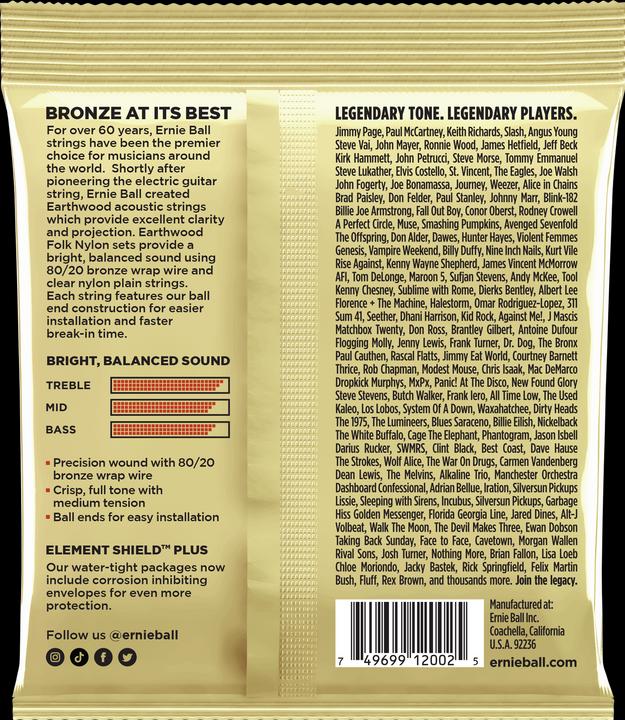Valeurs nutritives et ingrédients Ernie Ball Bois de terre Moyen Bronze (.013-.056) (6 x, Guitare, 0.06")