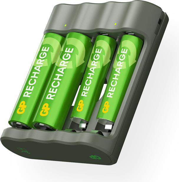 Actual product image GP Batteries GP Recharge Battery Charger, B441 (USB), incl. 2 x AA 2100 mAh + 2 x AAA 800 mAh Batteries (4 pcs., AA, AAA, 2100 mAh, Battery + charger)