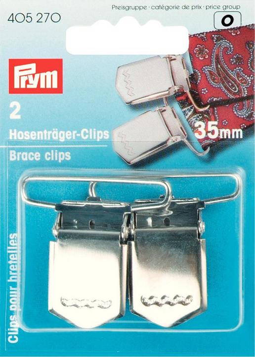 Actual product image Prym Suspender clips, silver 35 mm, card 2 pcs, steel