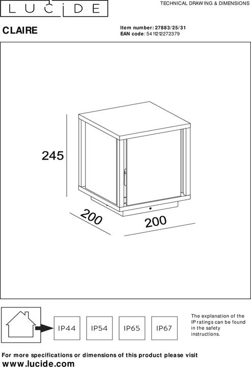 Produktbild Lucide Claire (E27, IP54)