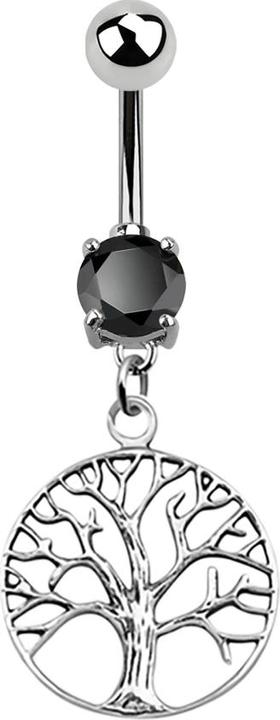 Image du produit Star Piercing Banane argent avec pendentif arbre noir (Acier chirurgical 316L, sans laiton, Argent sterling 925)