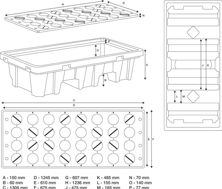 Actual product image BGS Oil Drip Pan with open mesh flooring for 2 x 200-l drums