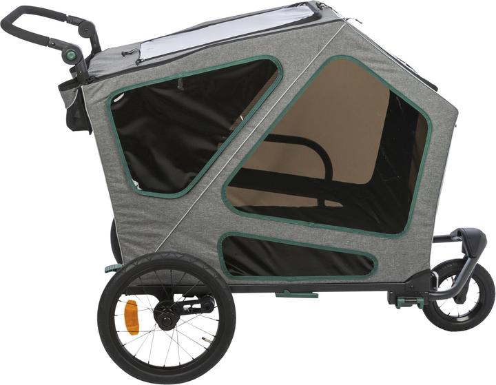 Actual product image Trixie Bicycle trailer L, 80×103×98/147 cm, grey/sage (Dog, Reflectors, Can be opened completely)
