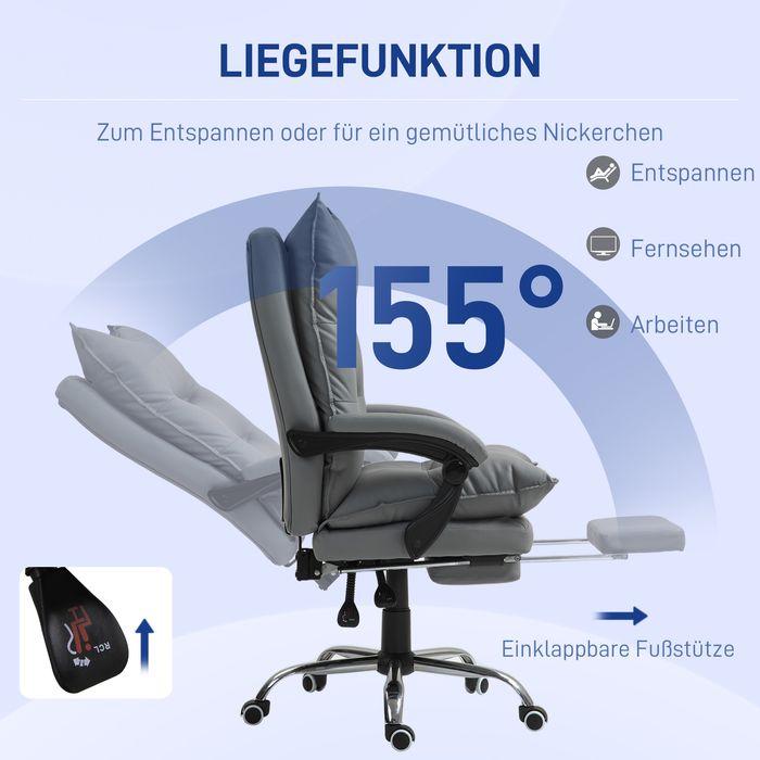 Produktbild Swisshandel24 Bürostuhl mit Liegefunktion, ergonomisch Schreibtischstuhl Drehstuhl Dunkelgrau