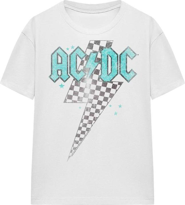 Actual product image AC/DC Unisex Adult Skewed Checkerboard Bolt T-Shirt (XL)