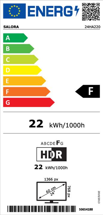Energie-Label Salora 220 serie - 24 smart (24", LED, HD ready)