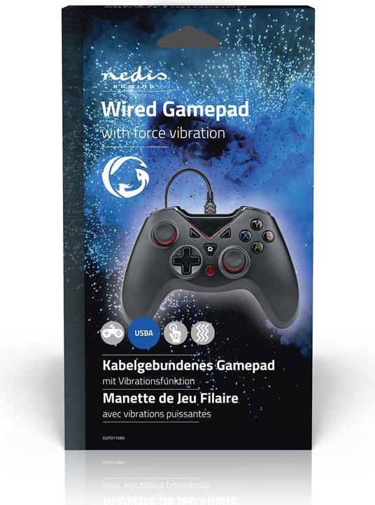 Produktbild Nedis Gamepad | USB Type-A | Stromversorgung über USB | PC | Anzahl Knöpfe: 12 | Kabellänge: 1.60 m (PC)