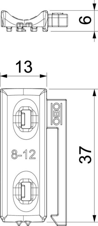 Actual product image OBO Bettermann Universal counter tub (Fixing loops, 140 mm, 1 pcs.)