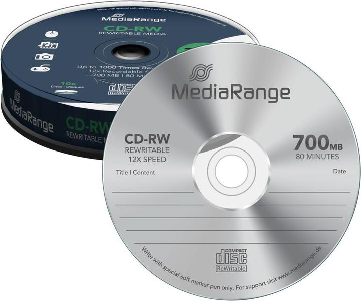 Image du produit MediaRange CD-RW 12x 700MB/80Min, 10 sp. (10 x)
