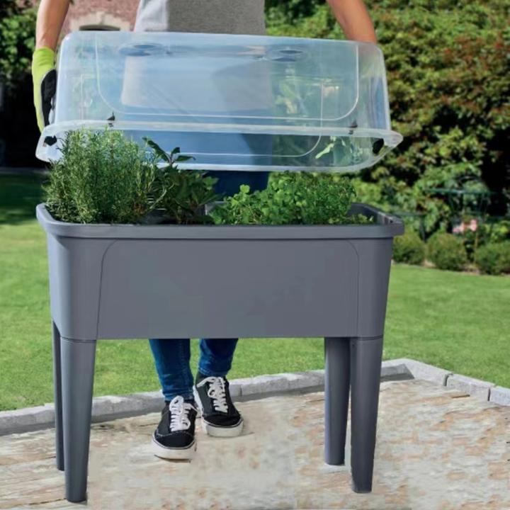 Actual product image HTI-Living Nessa raised bed with grey cold frame cover
