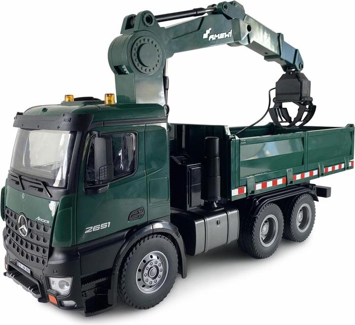 Image du produit Amewi Mercedes-Benz Arocs Licence Camion Grue Avec Benne Rtr Vert (RTR Prêt à fonctionner)