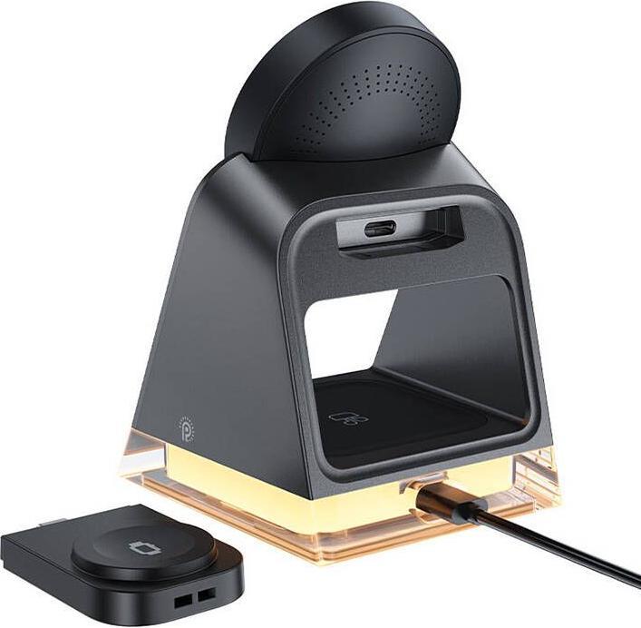 Actual product image Acefast E17 MagSafe 3in1 inductive charger + USB-A USB-C cable - black (20.50 W)
