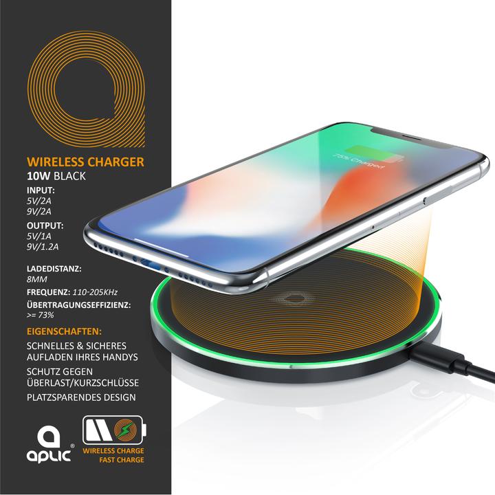 Immagine prodotto Aplic Caricatore USB QC 3.0 + caricatore wireless Qi (10 W)