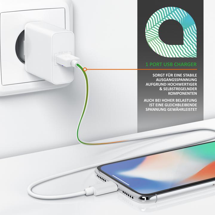 Image du produit Aplic Chargeur USB 3000 mA, alimentation avec fonction de charge rapide, Quick Charge 3.0, Smart Charge (18 W)
