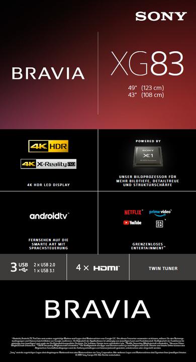 Actual product image Sony KD49XG8305 (49", LCD, 4K, 2019)