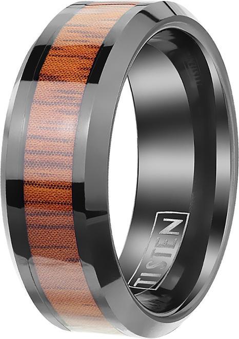 Immagine prodotto Star Piercing Anello nero con striscia di legno (67, 950 Platino)