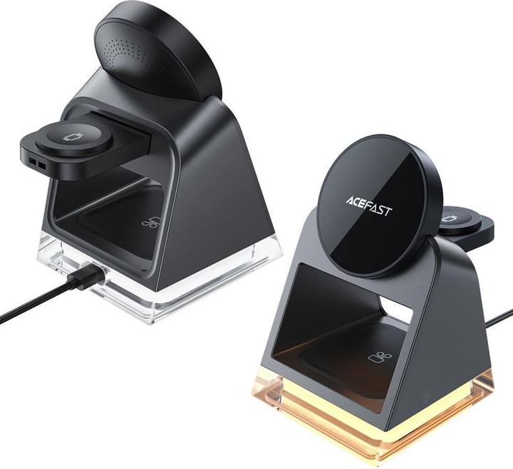 Actual product image Acefast E17 MagSafe 3in1 inductive charger + USB-A USB-C cable - black (20.50 W)