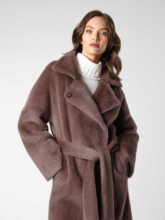 Actual product image Furnari Smooth eco-fur coat with turn-down collar in warm Coffee Liqueur shade (42,44,46,50) (42, 44, 46, 48)