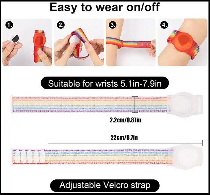 Image du produit PhoneLook Bracelet Velcro réglable en nylon pour enfants & adultes avec support AirTag