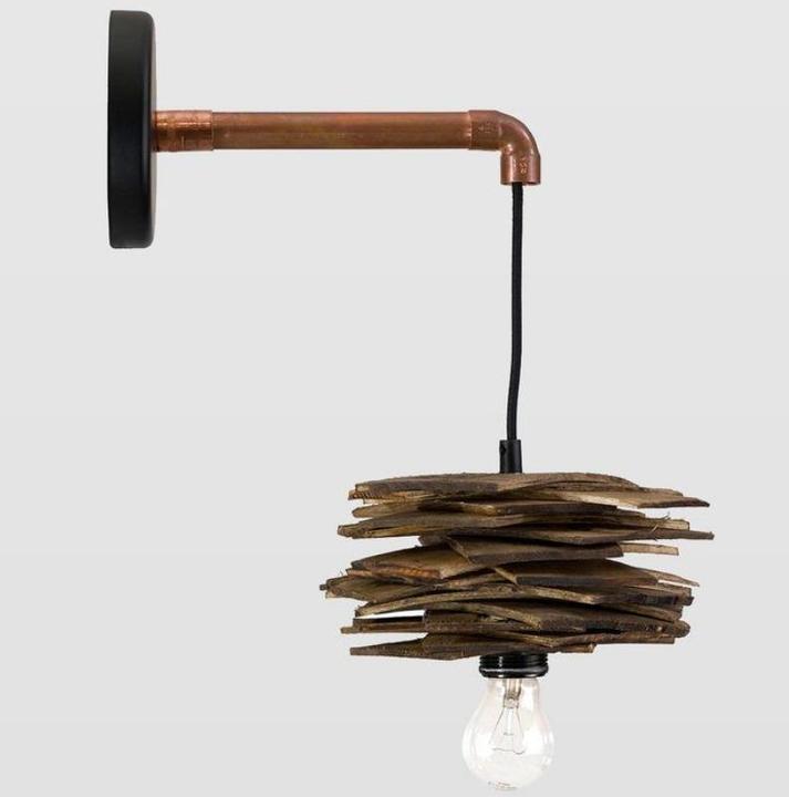 Immagine prodotto Gie El LGH0244 - Lampada da parete SHINGLE rame/legno (E27)