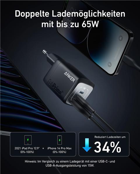 Actual product image Anker 735 Prime Wall Charger 67W 1A/2C Black (67 W)