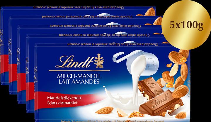 Produktbild Lindt Tafelschokolade Milch Mandel Multipack (500 g)