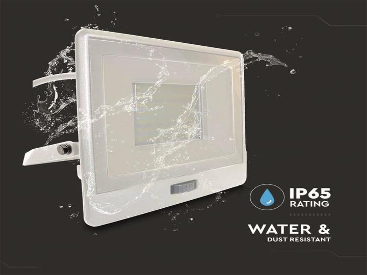 Actual product image V-TAC VT158S1 50W LED PIR Sensor Floodlight SAMSUNG Chip White Body 4000K 1M Cable (4000 lm)